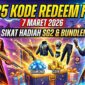 25 Kode Redeem FF 7 Maret 2026: Sikat Hadiah SG2 Terompet dan Bundle Eksklusif Akhir Pekan!