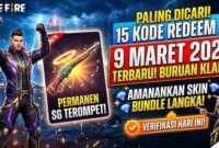 Paling Dicari! 15 Kode Redeem FF 9 Maret 2026 Terbaru: Amankan Skin SG Terompet dan Bundle Langka
