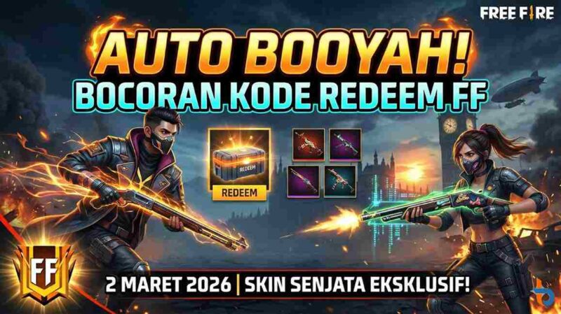 Auto Booyah! Bocoran Kode Redeem FF 2 Maret 2026 Berhadiah Skin Senjata Eksklusif