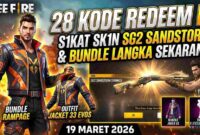 28 Kode Redeem FF 19 Maret 2026: Sikat Skin SG2 Sandstorm dan Bundle Langka Sekarang!