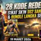 28 Kode Redeem FF 19 Maret 2026: Sikat Skin SG2 Sandstorm dan Bundle Langka Sekarang!