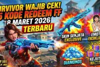 Survivor Wajib Cek! Kode Redeem FF 8 Maret 2026 Terbaru, Ada Kejutan Skin Senjata dan Emote Eksklusif
