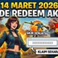 Kode Redeem Free Fire 14 Maret 2026 Aktif, Klaim Diamond Sekarang