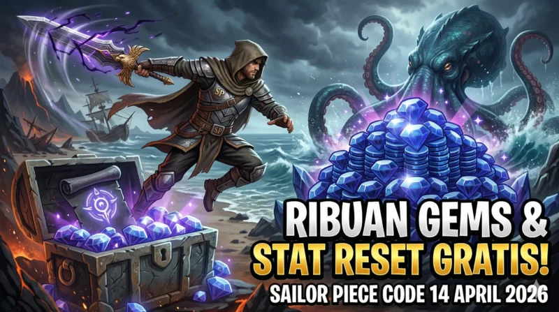Sailor Piece Code 14 April 2026: Ambil Ribuan Gems dan Reset Stats Gratis Hari Ini (Foto: AI)