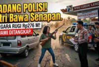 Ilustrasi. Istri Bawa Senapan Angin Hadang Polisi di Bungo, Tak Terima Suami Ditangkap Karena Timbun Solar (Foto: AI)