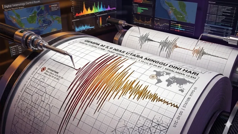 Ilustrasi Gempa Magnitudo 5,9 Guncang Nias Utara Minggu Dini Hari (Foto: AI)