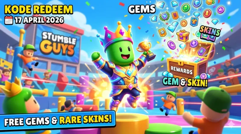 Jangan Sampai Kehabisan! Daftar Kode Redeem Stumble Guys 17 April 2026, Banjir Gem dan Skin Langka (Foto: AI)