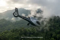 Ilustrasi Helikopter PK-CFX Hilang Kontak (Foto: AI)
