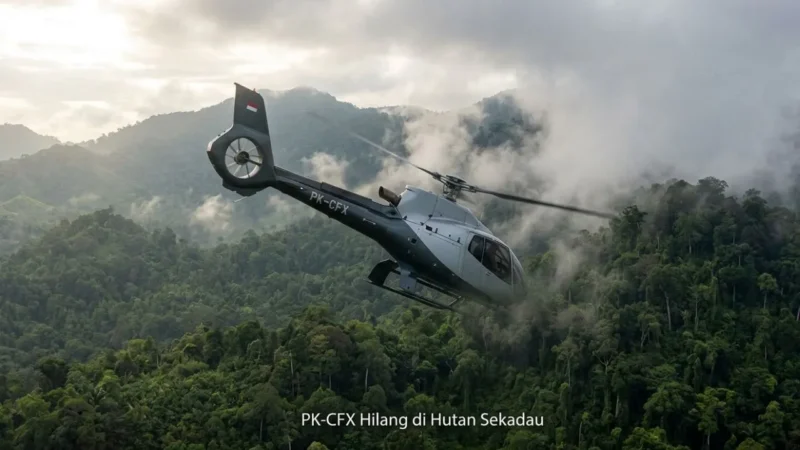 Ilustrasi Helikopter PK-CFX Hilang Kontak (Foto: AI)