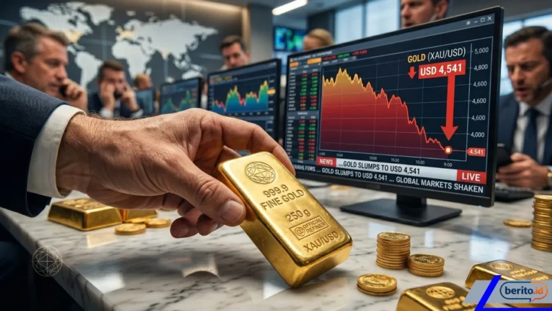 Harga Emas Dunia Anjlok ke USD 4.541 Usai The Fed Tahan Suku Bunga (Foto: Ai)