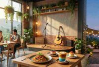 Rekomendasi Kafe Hits Bandung: Suasana Aesthetic, Menu Juara, Plus Hiburan Live Music (Foto: AI)