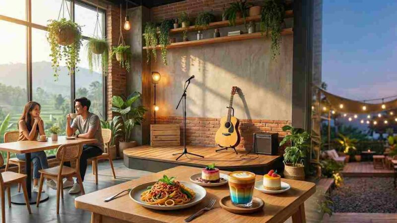 Rekomendasi Kafe Hits Bandung: Suasana Aesthetic, Menu Juara, Plus Hiburan Live Music (Foto: AI)