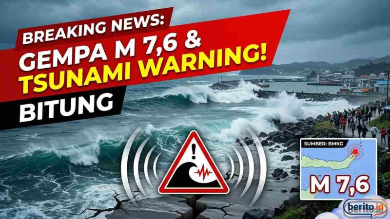Ilustrasi. Gempa M 7,6 Guncang Bitung, BMKG Keluarkan Peringatan Dini Tsunami! (Foto: AI)