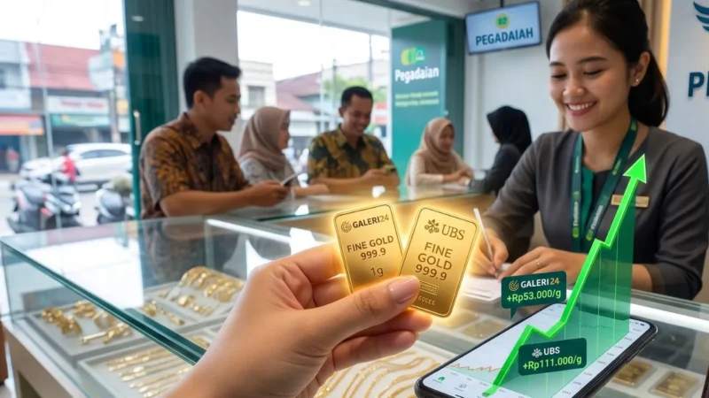 Harga Emas Pegadaian Melonjak Drastis, Galeri24 dan UBS Kompak Meroket