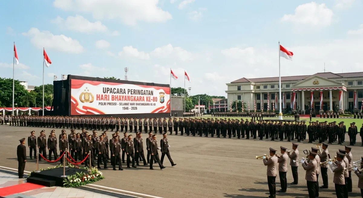 Prabowo Pimpin Upacara Hari Bhayangkara ke-80 
(Foto: AI)