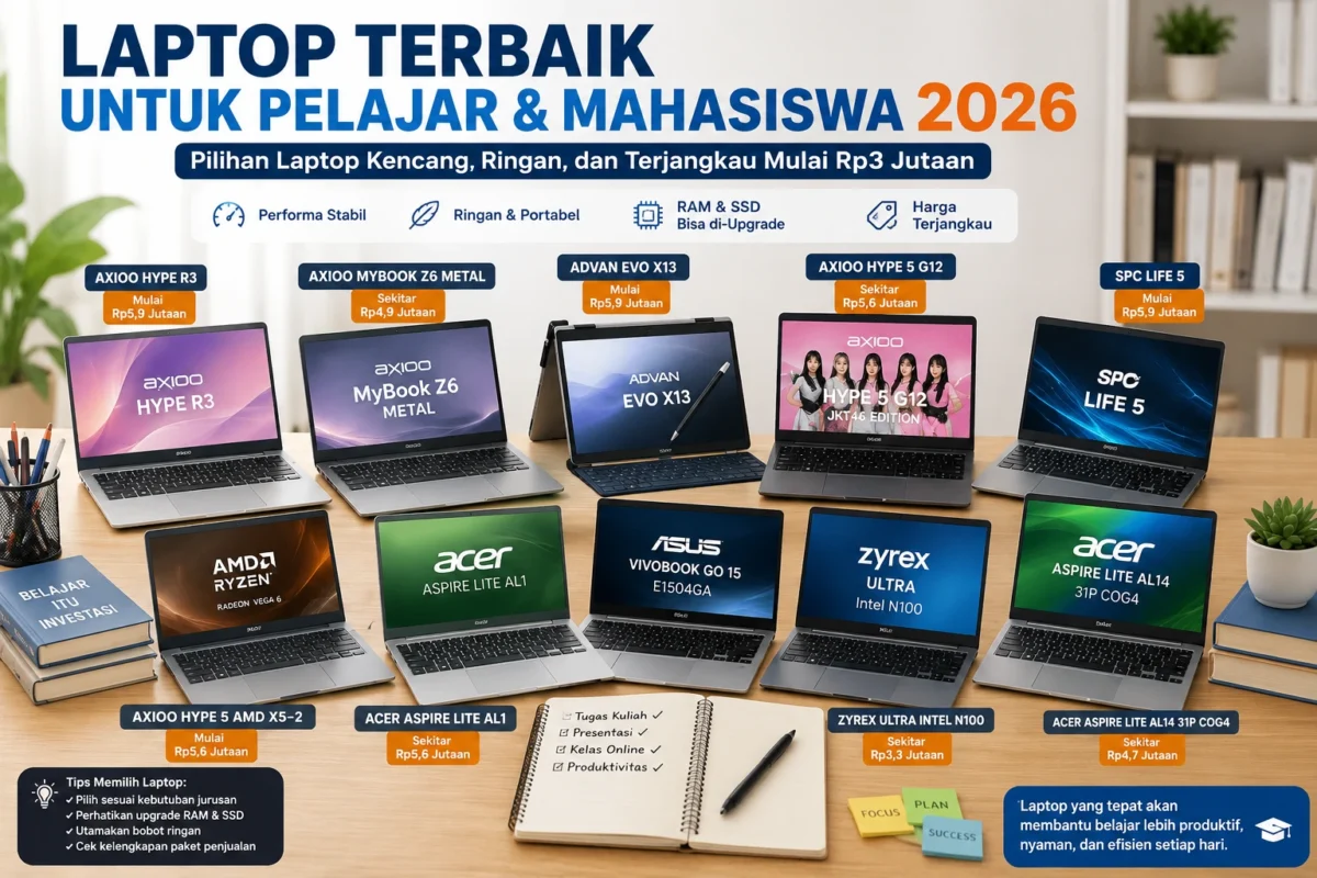 Rekomendasi laptop terbaik untuk belajar dengan harga mulai Rp3 jutaan
(Foto: multikompetensi
/AI)
