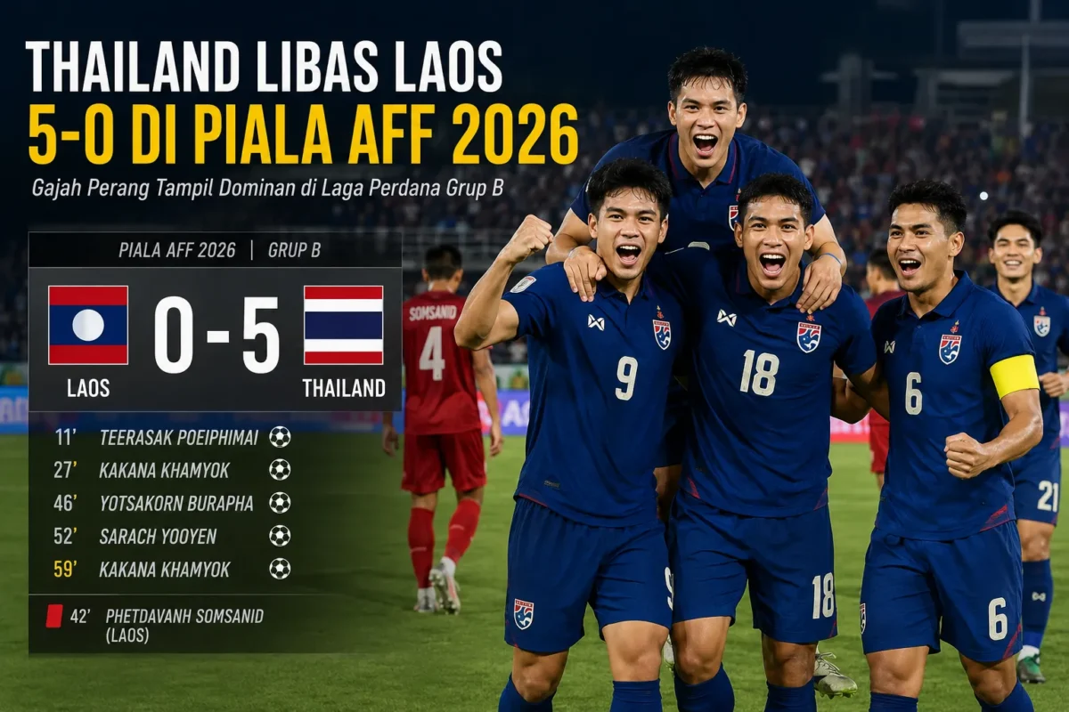 Thailand Libas Laos 5-0 di Piala AFF 2026
(Foto: Dok. ASEAN United FC/cnn/AI)