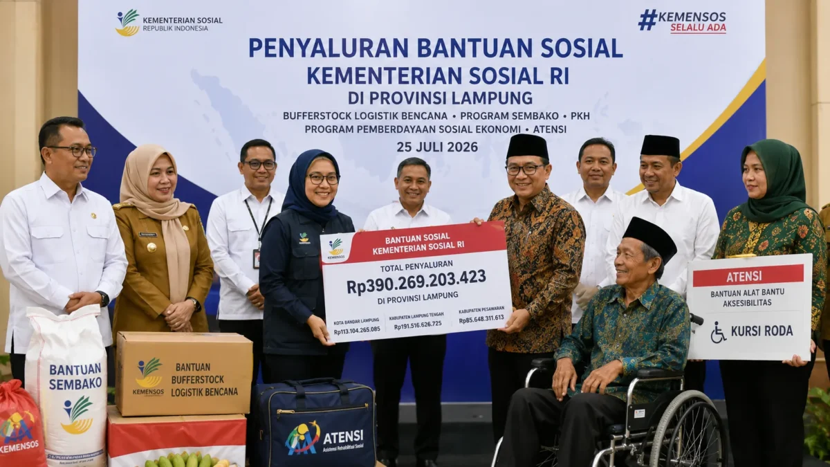 Kemensos Salurkan Bansos Rp390 Miliar di Lampung, Ribuan Warga Terima Berbagai Bantuan(Foto: Kemensos/detik
/AI)