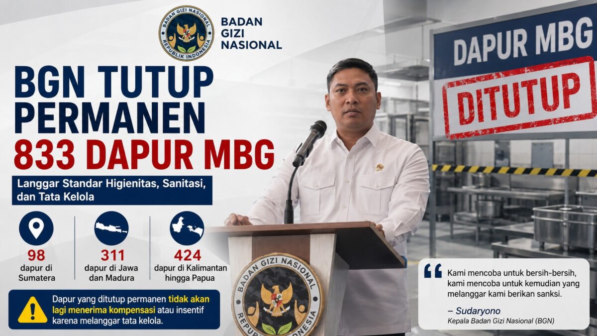 BGN Tutup Permanen 833 Dapur MBG
(Foto: tribunnews
/AI)