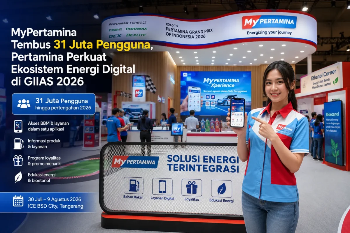 MyPertamina Tembus 31 Juta Pengguna, Pertamina Perkuat Ekosistem Energi Digital di GIIAS 2026(Foto: mobitekno/AI)
