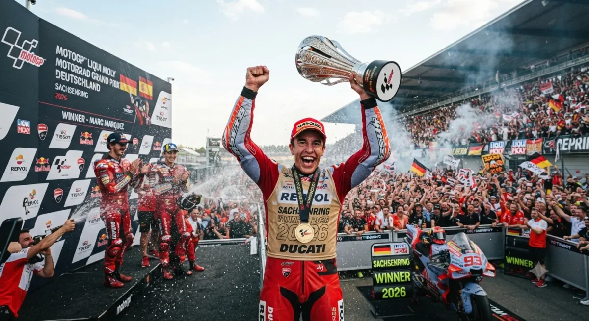 Marc Marquez Juara MotoGP Jerman 2026, Pecahkan Rekor Kemenangan Sachsenring
(Foto: AI)