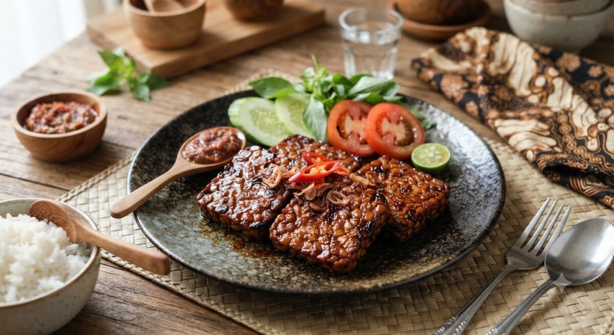 Resep Tempe Bacem Air Kelapa Manis Gurih,Bumbu Meresap Dan Praktis(Foto: AI)